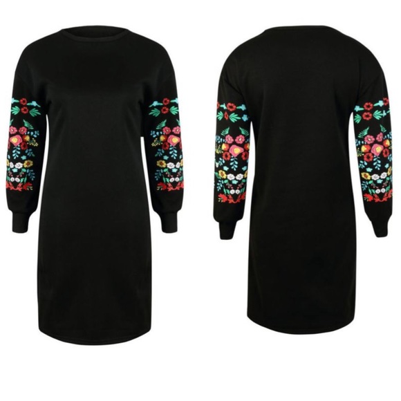 Black floral printed tunic- Dress - Picture 2 of 3